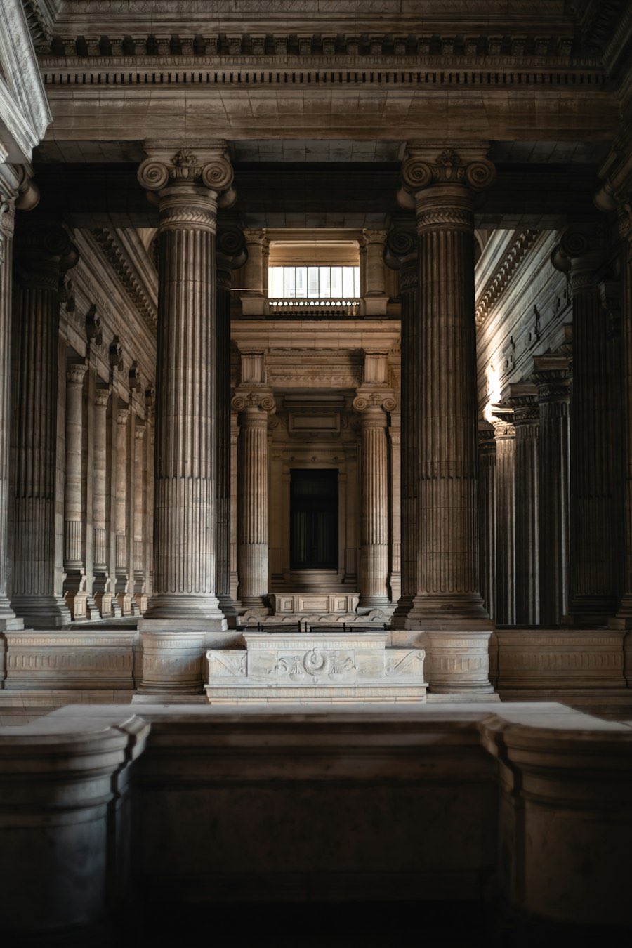 The colonnade of the Palace of Justice in Brussels.